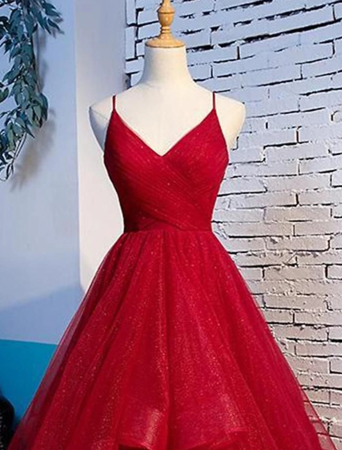 Wholesale  A-Line Prom Dresses Sparkle & Shine Dress Party Wear Wedding Guest Floor Length Sleeveless Spaghetti Strap Tulle with Ruffles